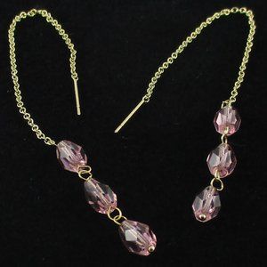 14K Leon Hall Faceted Crystal Threader Earrings